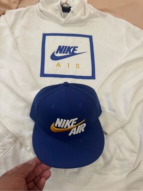 Nike Blue & White 'Air' Hoodie and Cap Set